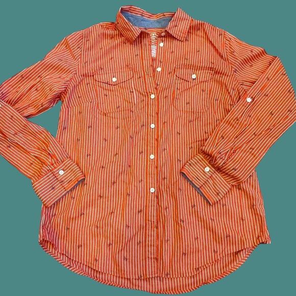 Y2K orange button up butterfly blouse size small - Picture 8 of 8